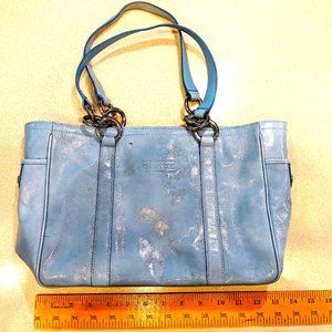 Coach East Patent Leather West Gallery Tote- Baby Blue